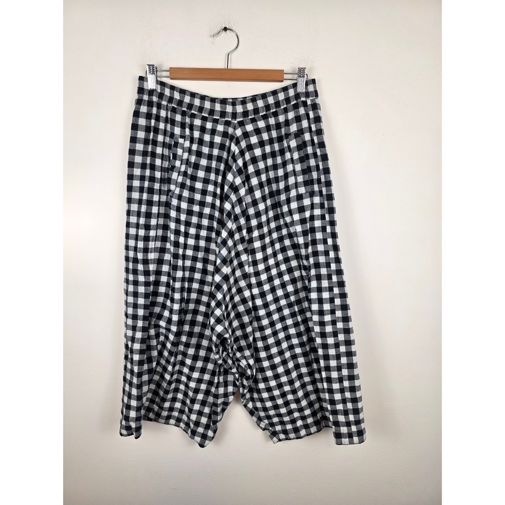 Rujuta Sheth New York Black White Gingham Handloom Cotton Wide Leg Pants XL XXL